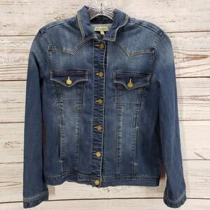 Democracy Women's Blue Button Front Pockets Denim Jacket Size XS